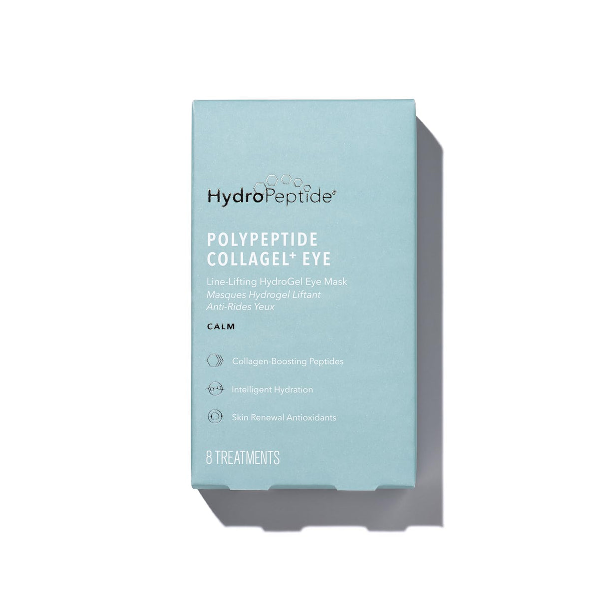 HydroPeptide front packaging showing box and branding with product benefits