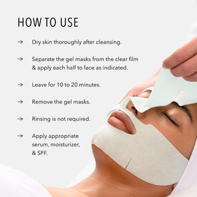 Model wearing HydroPeptide hydrogel mask demonstrating comfortable no-mess treatment