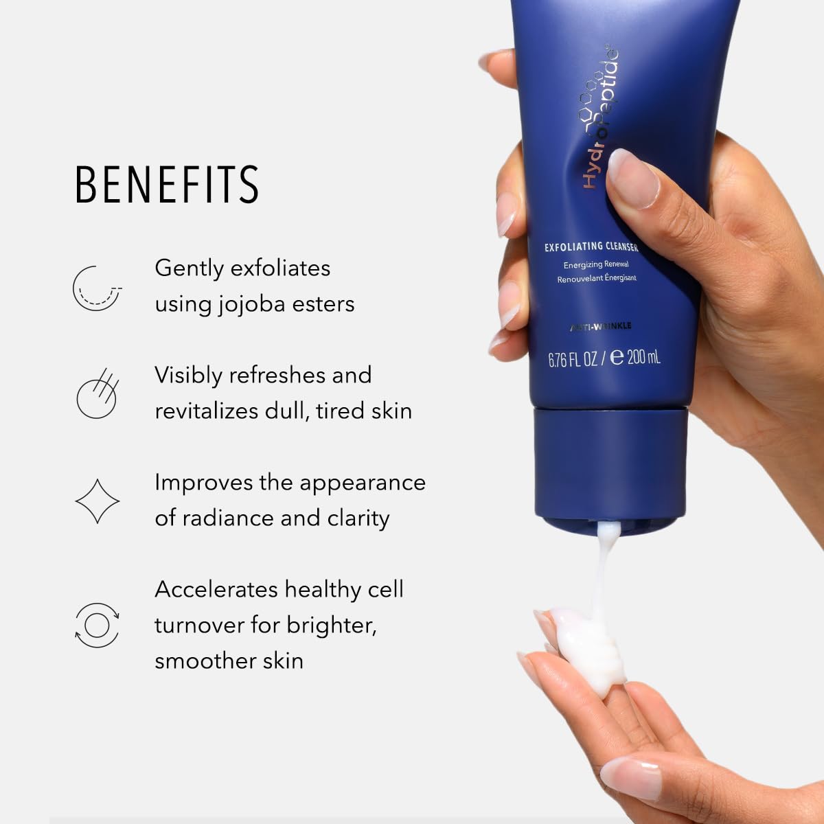 HydroPeptide close-up texture highlighting jojoba esters exfoliation
