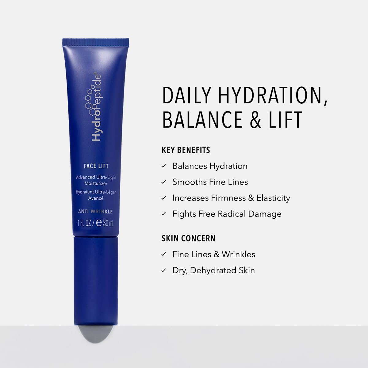 HydroPeptide open jar close-up of ultra-light cream texture demonstrating quick absorption