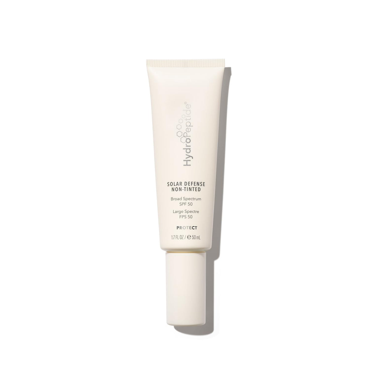 HydroPeptide front packaging showing SPF 50 and non-tinted benefit