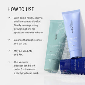 HydroPeptide cleanser in use on face showing effective oil removal and gentle feel