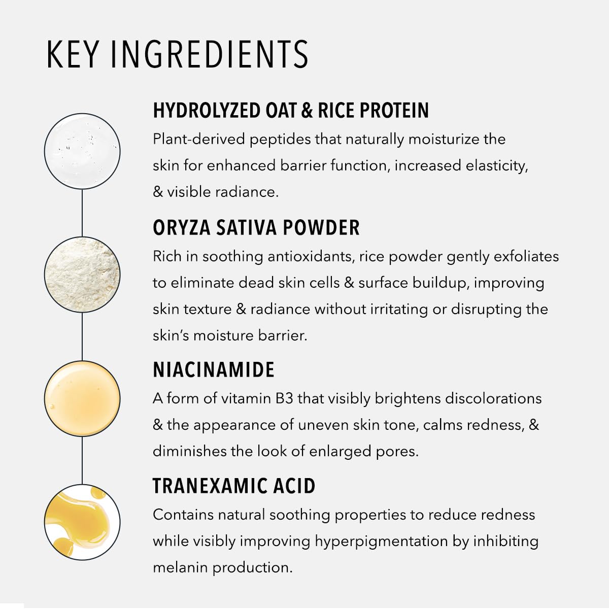 HydroPeptide label close-up of ingredients listing peptides niacinamide tranexamic acid benefit