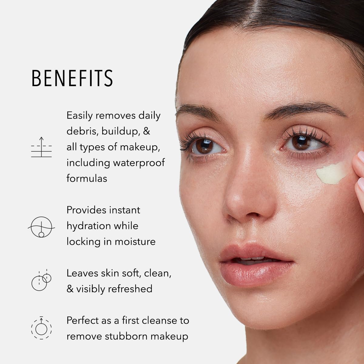 HydroPeptide balm applied to hand illustrating easy spread and melting benefit