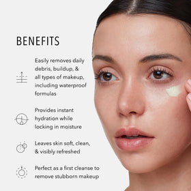 HydroPeptide balm applied to hand illustrating easy spread and melting benefit