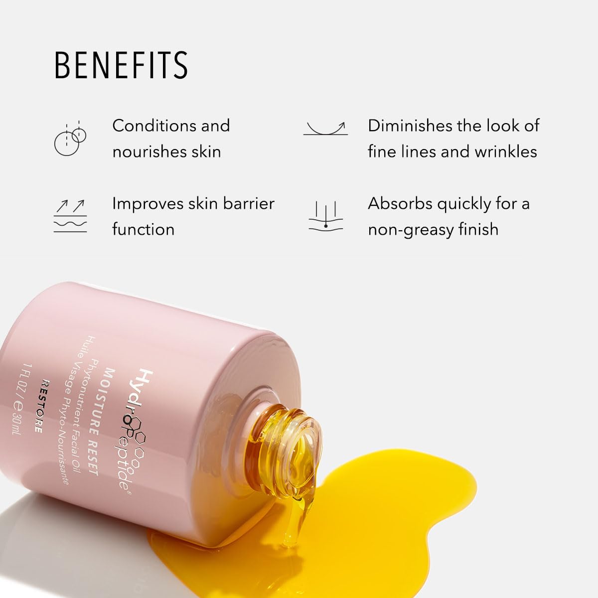 HydroPeptide oil texture pool showing lightweight, fast-absorbing finish