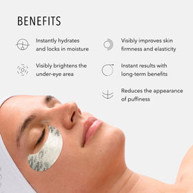HydroPeptide patch applied under eye demonstrating instant cooling and hydration