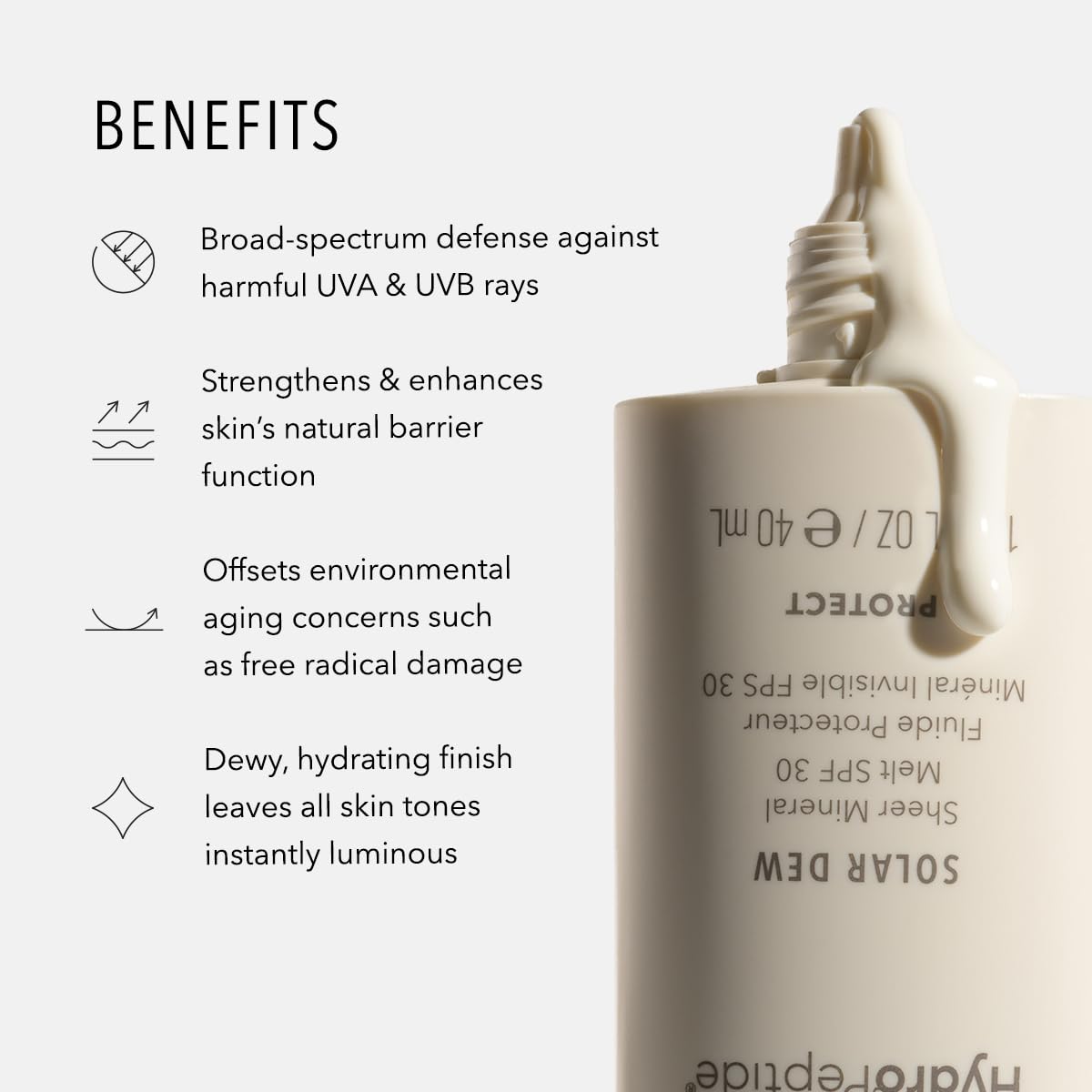 HydroPeptide label close-up highlighting peptide and mineral filters