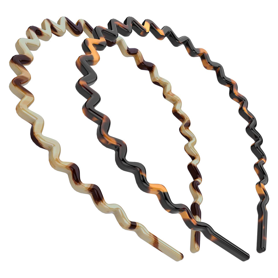 HYFEEL front view of two-pack tortoise and ivory headbands showing style
