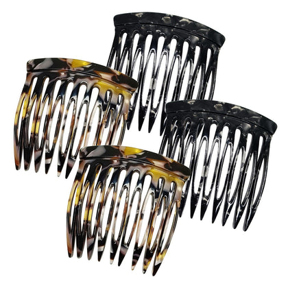 HYFEEL front view of four combs in black and brown onyx showing compact design and stylish finish for easy styling