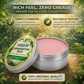 Hyggear Derma Restore Balm beside coin for 1.1oz size comparison and portability benefit