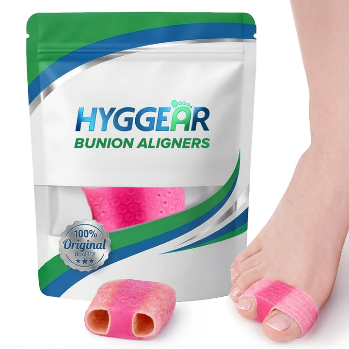 Hyggear front view of packaging showing product and benefits