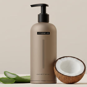 HygieneLab front bottle shows unscented conditioner and clean formula benefits