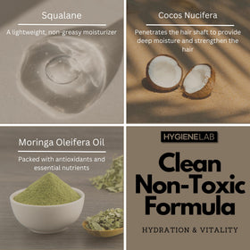 HygieneLab natural oils and butters displayed to show nourishing ingredients