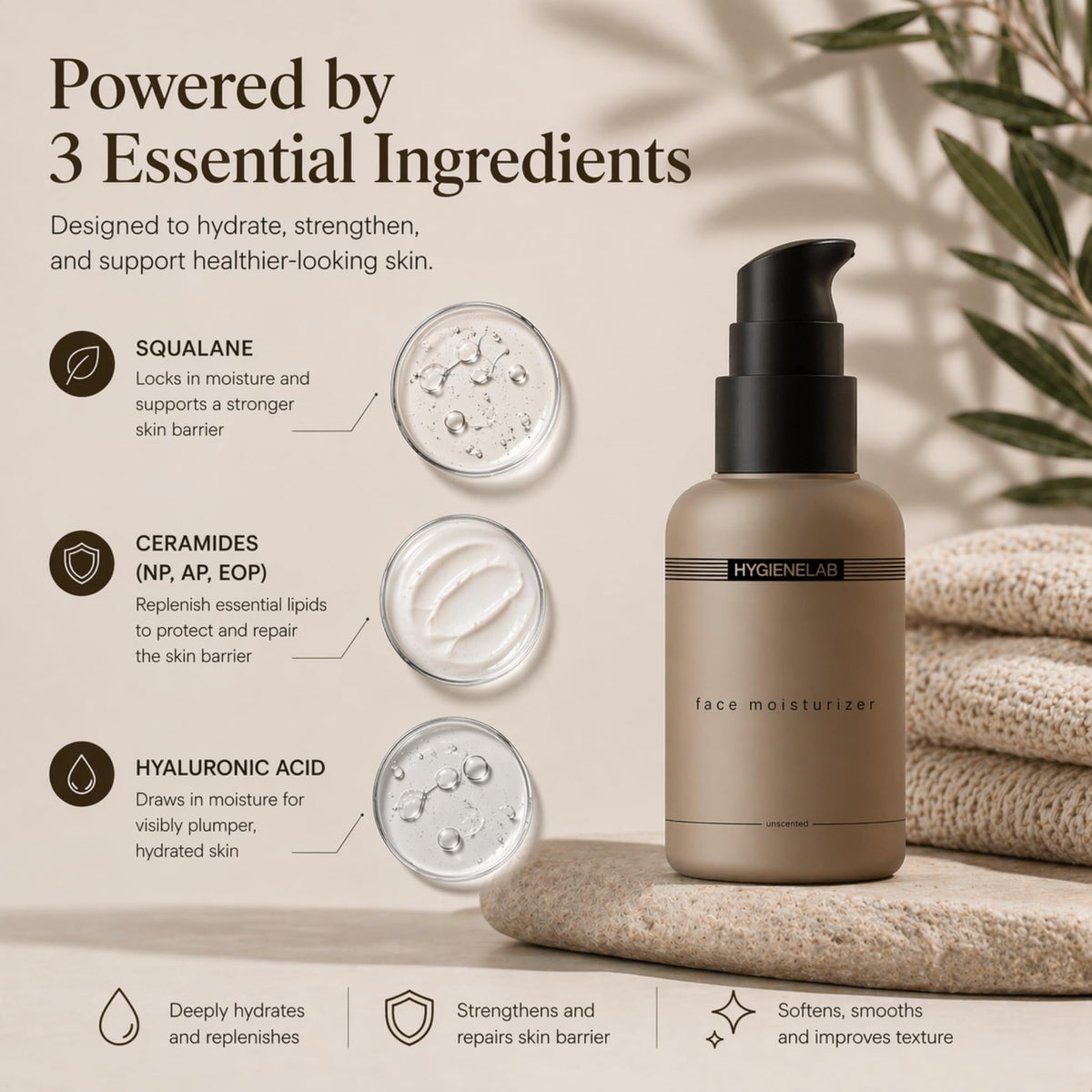 HygieneLab texture close-up on pump highlighting smooth non-greasy finish