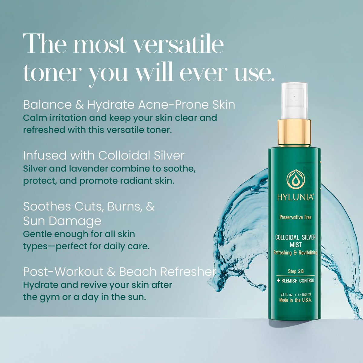 Hylunia close-up of mist texture showing lightweight hydrating finish