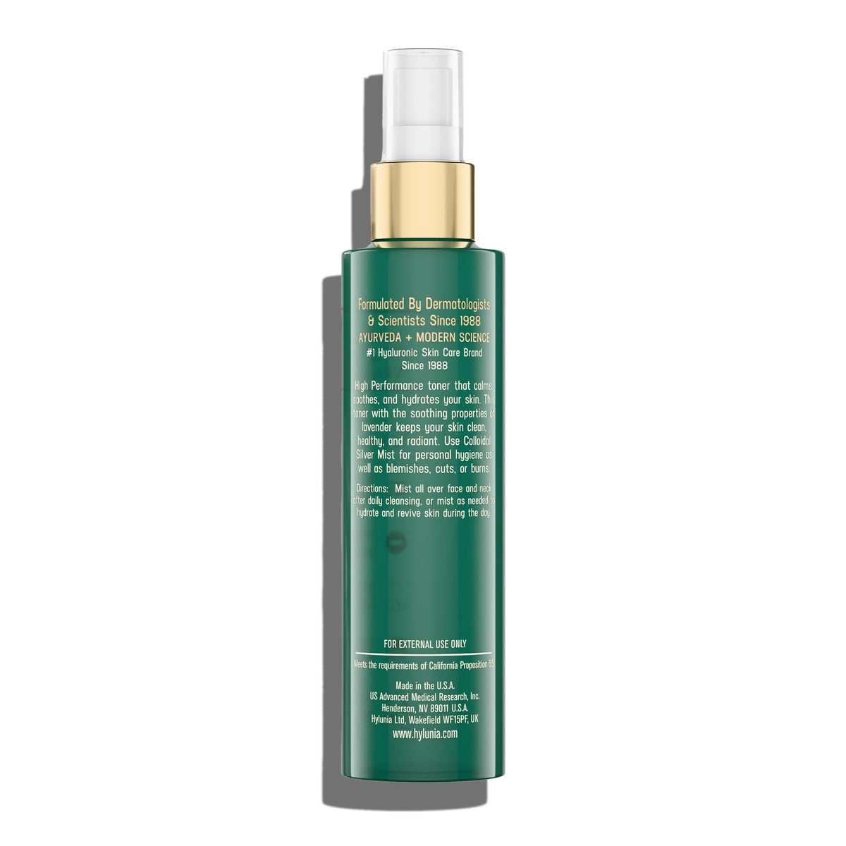 Hylunia label close-up highlighting ingredients and calming lavender benefit
