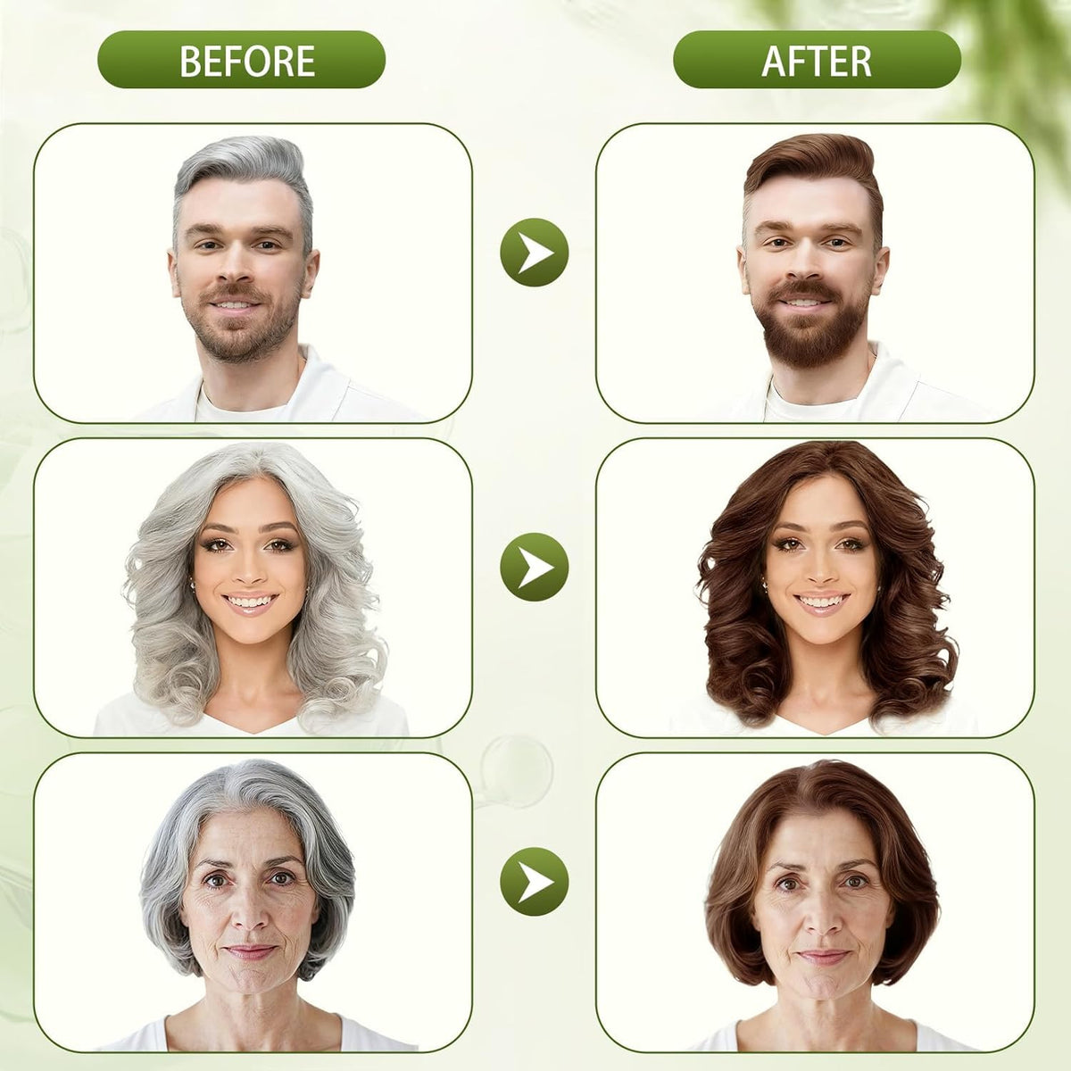Hynqor before and after photo illustrating noticeable gray coverage