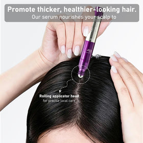 Hypoaled being applied to scalp with rollerball for focused support