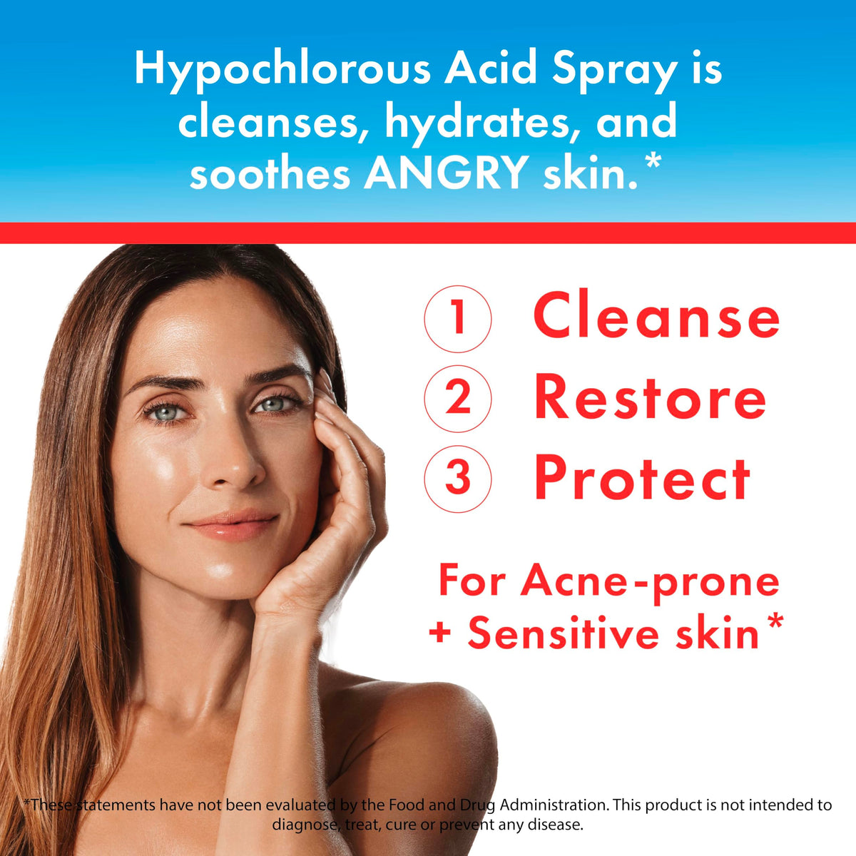 HypoClear mist droplets on skin highlighting lightweight non-sticky hydration