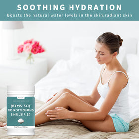 Hznxolrc BTMS 50 melted with oils showing smooth creamy emulsion formation