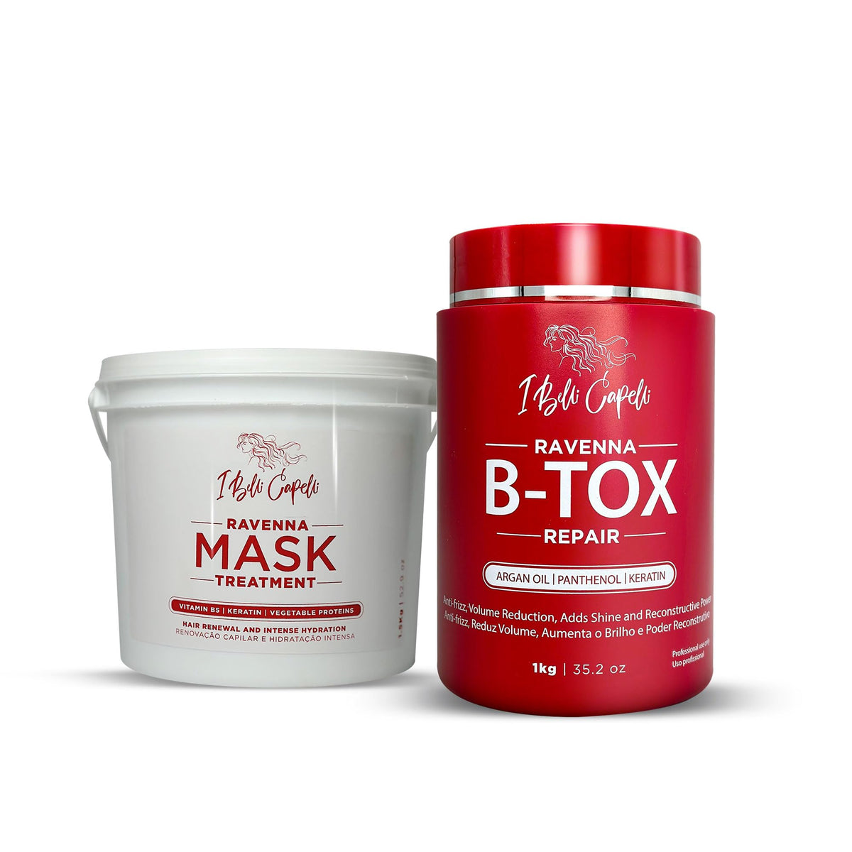 I Belli Capelli front packaging showing two-piece kit and benefits