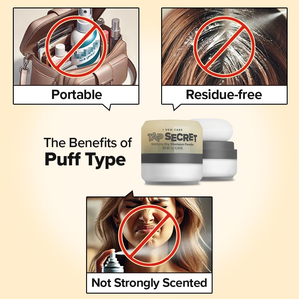 I DEW CARE Tap Secret being applied at roots with fingertips showing quick blending and lift