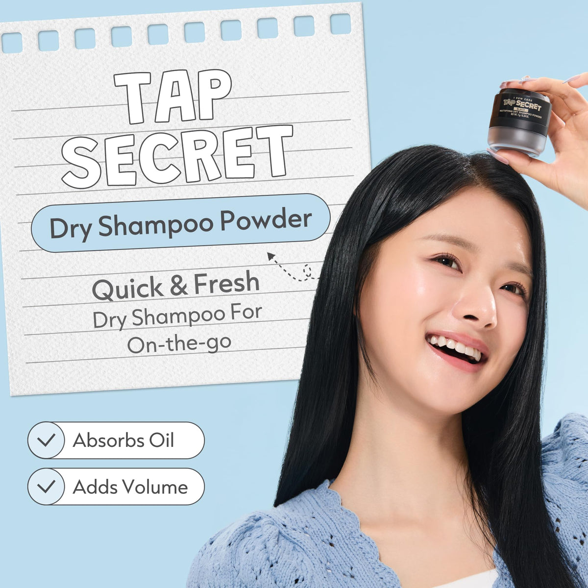 I DEW CARE powder close-up texture showing fine particles for quick oil absorption