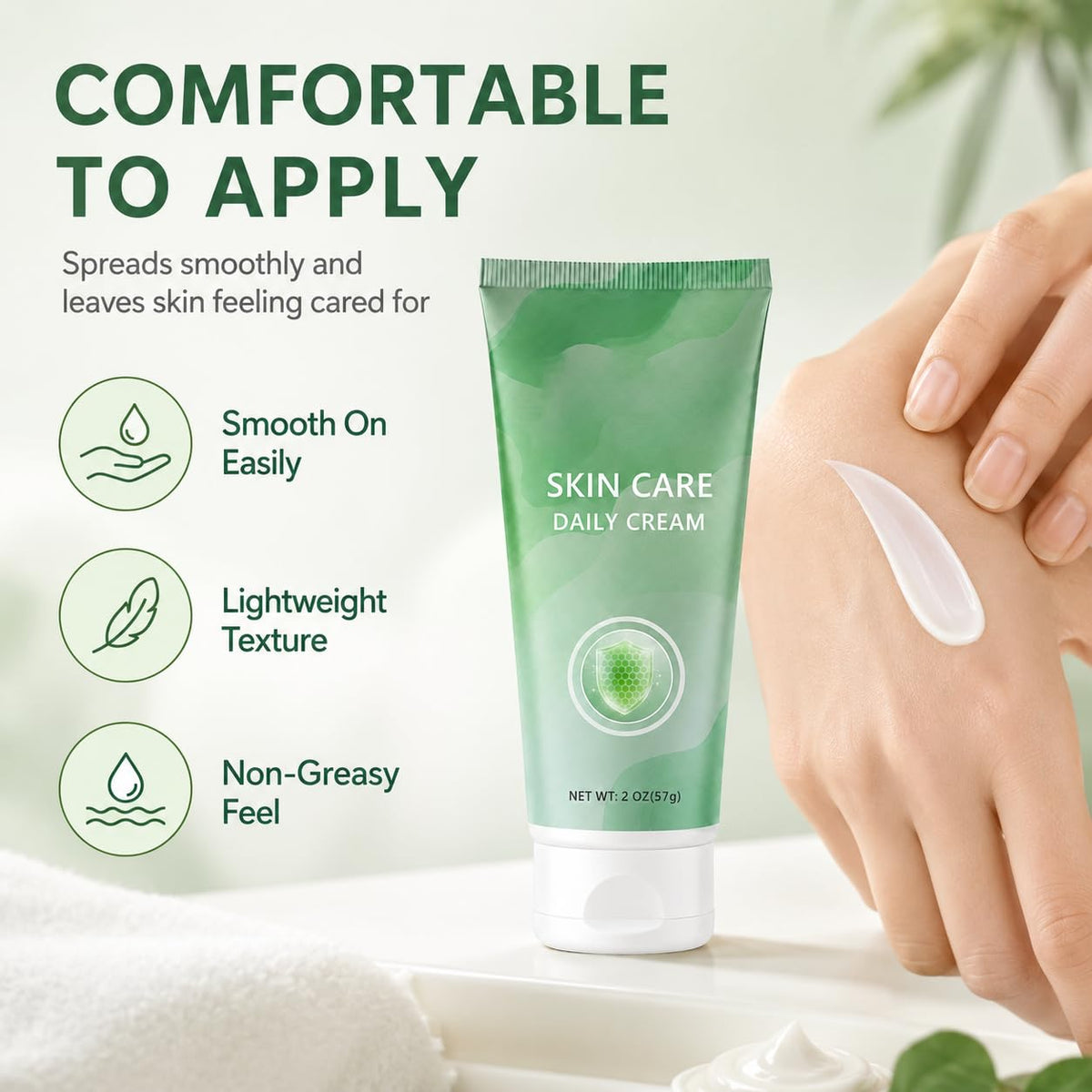 IaramI tube on bathroom shelf suggesting daily routine convenience