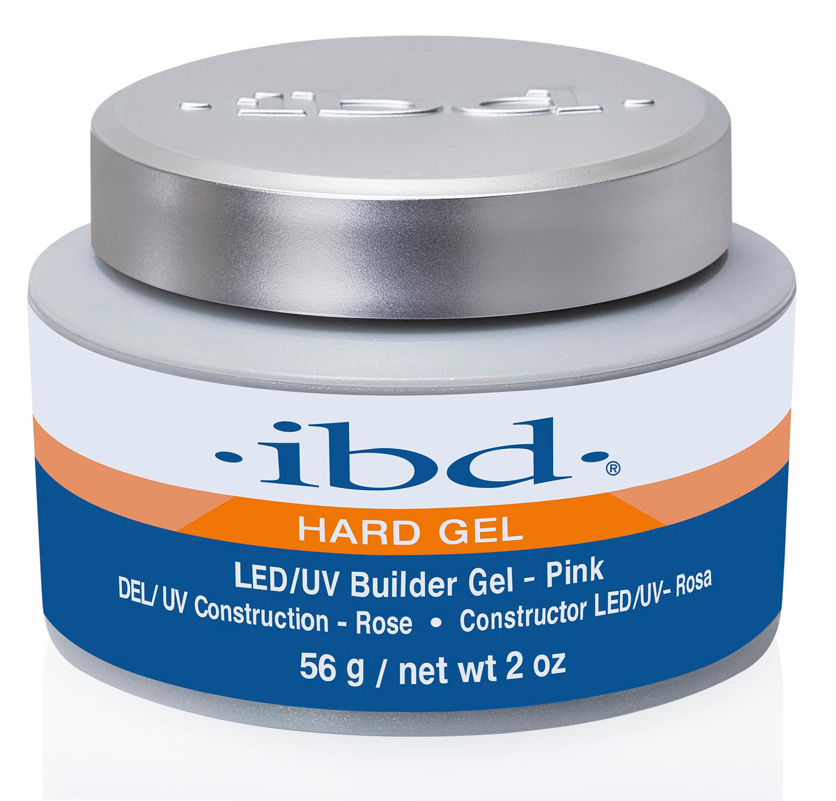 IBD builder gel jar front showing pink shade and salon-strength sculpting benefit