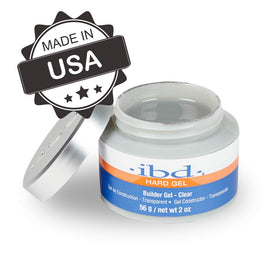 IBD hard builder gel cured clear finish displaying glossy, glass-like shine and durability