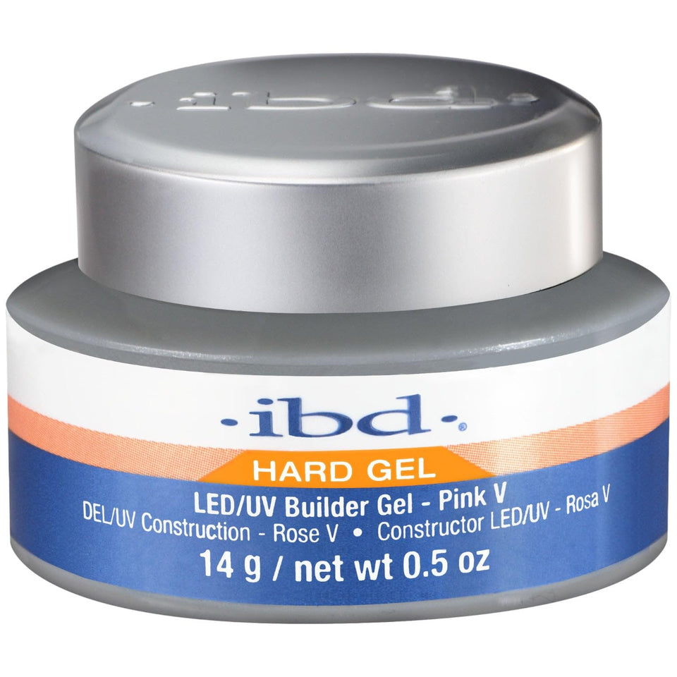 IBD Pink V jar front view showing label and compact .5 oz size, professional benefit
