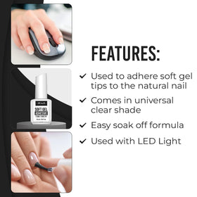 IBD soft gel adhesive curing under LED lamp demonstrating fast professional-compatible cure