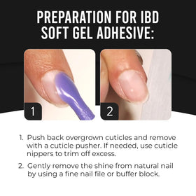 IBD soft gel adhesive bottle beside coin to show 0.5 fl oz size for travel convenience