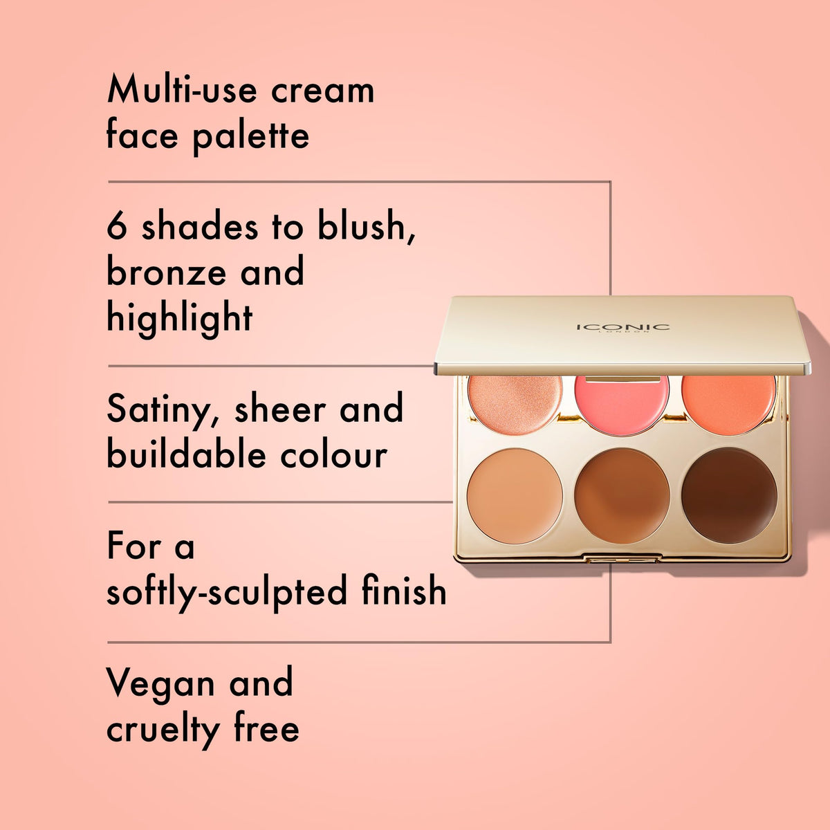 ICONIC LONDON cream texture swipe demonstrating blendable formula and smooth finish