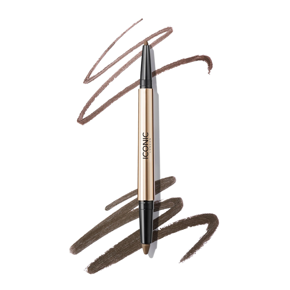 ICONIC LONDON dual-ended eyeliner front view showing both ends and colour benefits