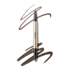 ICONIC LONDON dual-ended eyeliner front view showing both ends and colour benefits