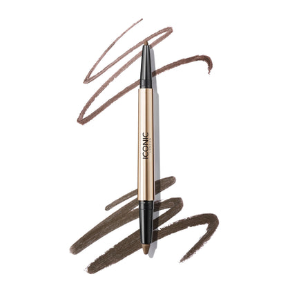 ICONIC LONDON dual-ended eyeliner front view showing both ends and colour benefits