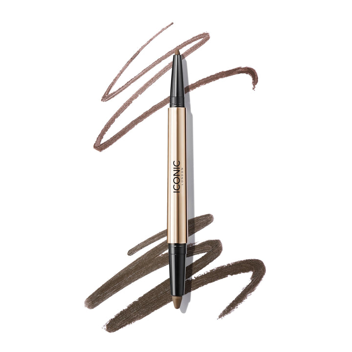 ICONIC LONDON dual-ended eyeliner front view showing both ends and colour benefits