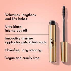 ICONIC LONDON slim wand close-up highlighting precise brush for root-to-tip coating