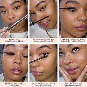 ICONIC LONDON mascara swatch on skin showing ultra-black texture and smooth layering