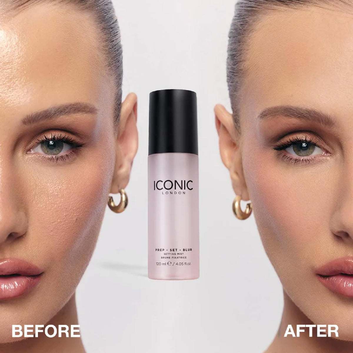 ICONIC LONDON mist on skin texture showing blurred pores benefit