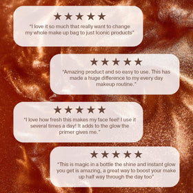 ICONIC LONDON model with dewy skin after mist demonstrating refreshed radiant finish