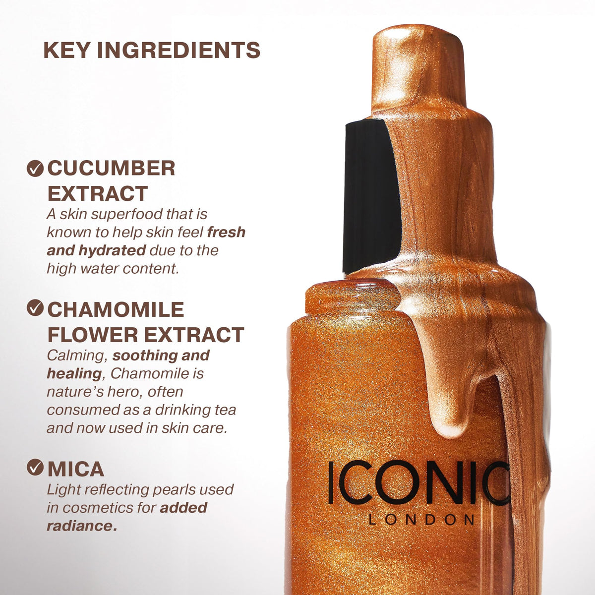 ICONIC LONDON fine mist spraying on face for instant hydration and natural luminosity