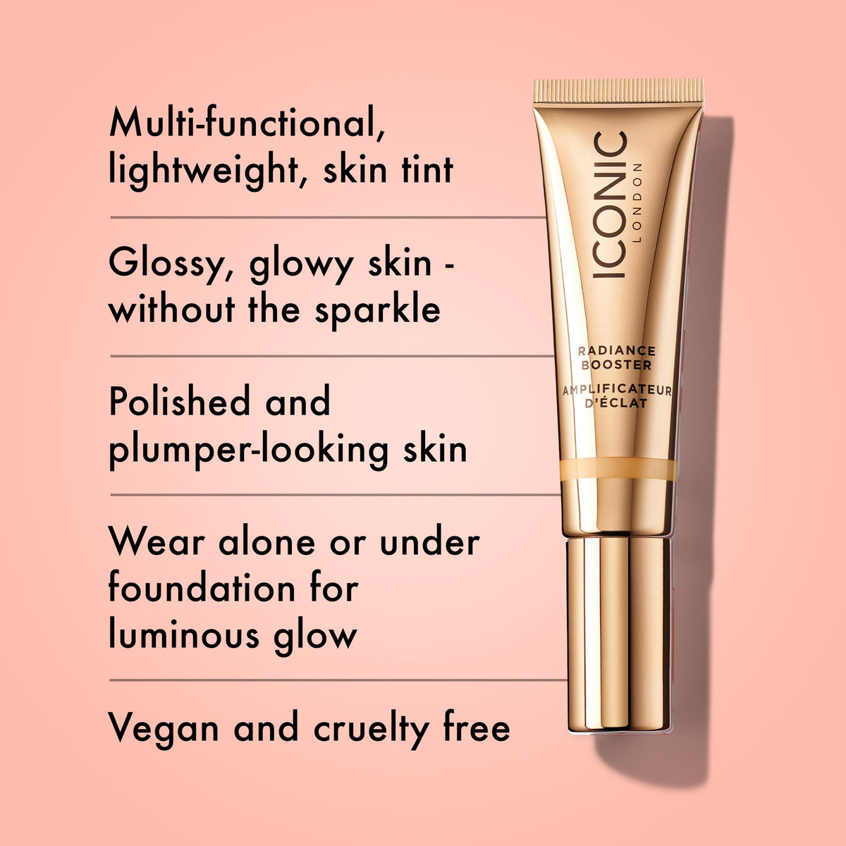 ICONIC LONDON dropper dispensing liquid texture, highlighting blendable finish