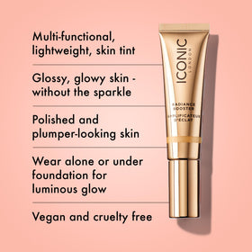 ICONIC LONDON dropper dispensing liquid texture, highlighting blendable finish