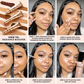 ICONIC LONDON flatlay with makeup tools, illustrating effortless everyday radiance