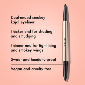 ICONIC LONDON rich texture swatch of Midnight Black showing creamy blendability