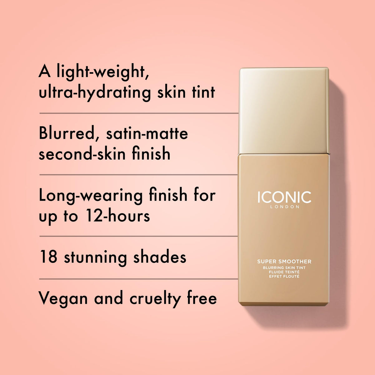 ICONIC LONDON skin tint being dispensed showing silky hydrating texture benefit