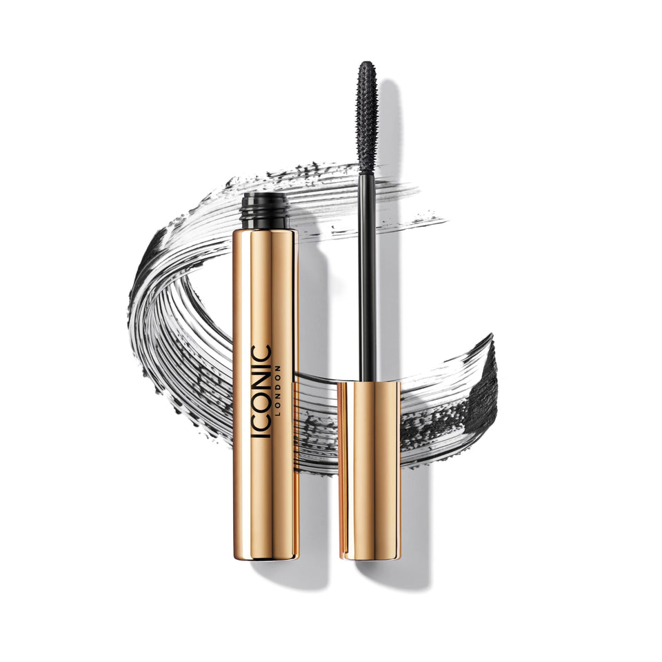 ICONIC LONDON front-facing mascara tube showing sleek packaging and benefit of precision